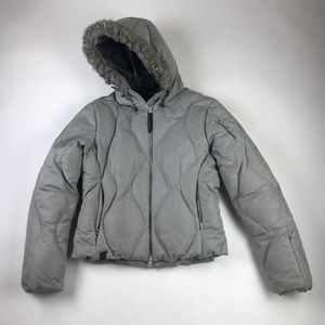 Salomon Womens Parka Jacket Gray Down Faux Fur S